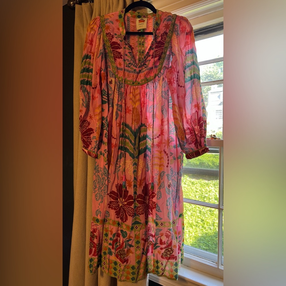 EUC Farm Rio Pink Fruits Queen midi dress🩷